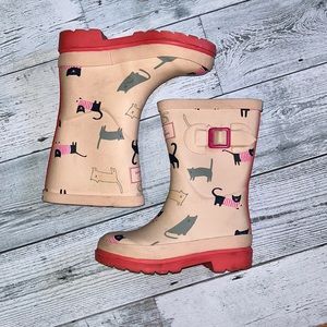 Joules Dancing Cats in Sweaters Fun Pink Rainboots- toddler 11